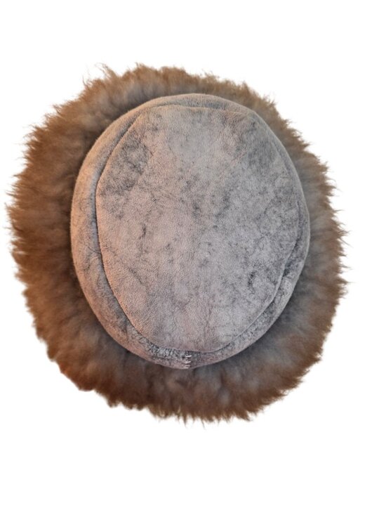 The Leather Works Womens Aspen Sheep Skin Pillbox Hat Size Large Round Winter